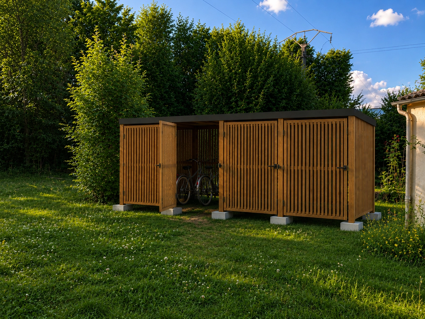 Abri à vélos au camping Le Pré du Roi